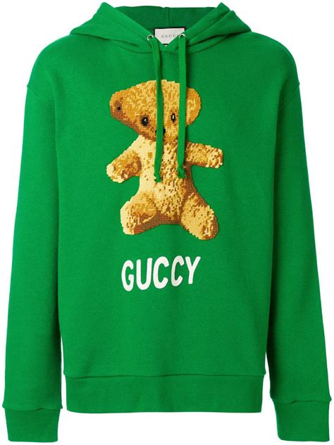 bear with hoodie gucci|Gucci bear embroidered hoodie.